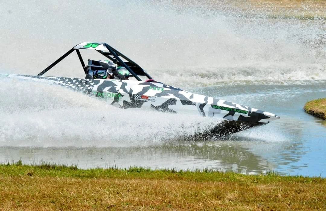 #36 racing across the water