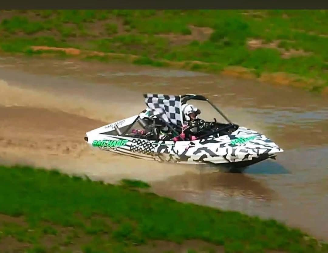 #36 with the checkered flag at Lewiston