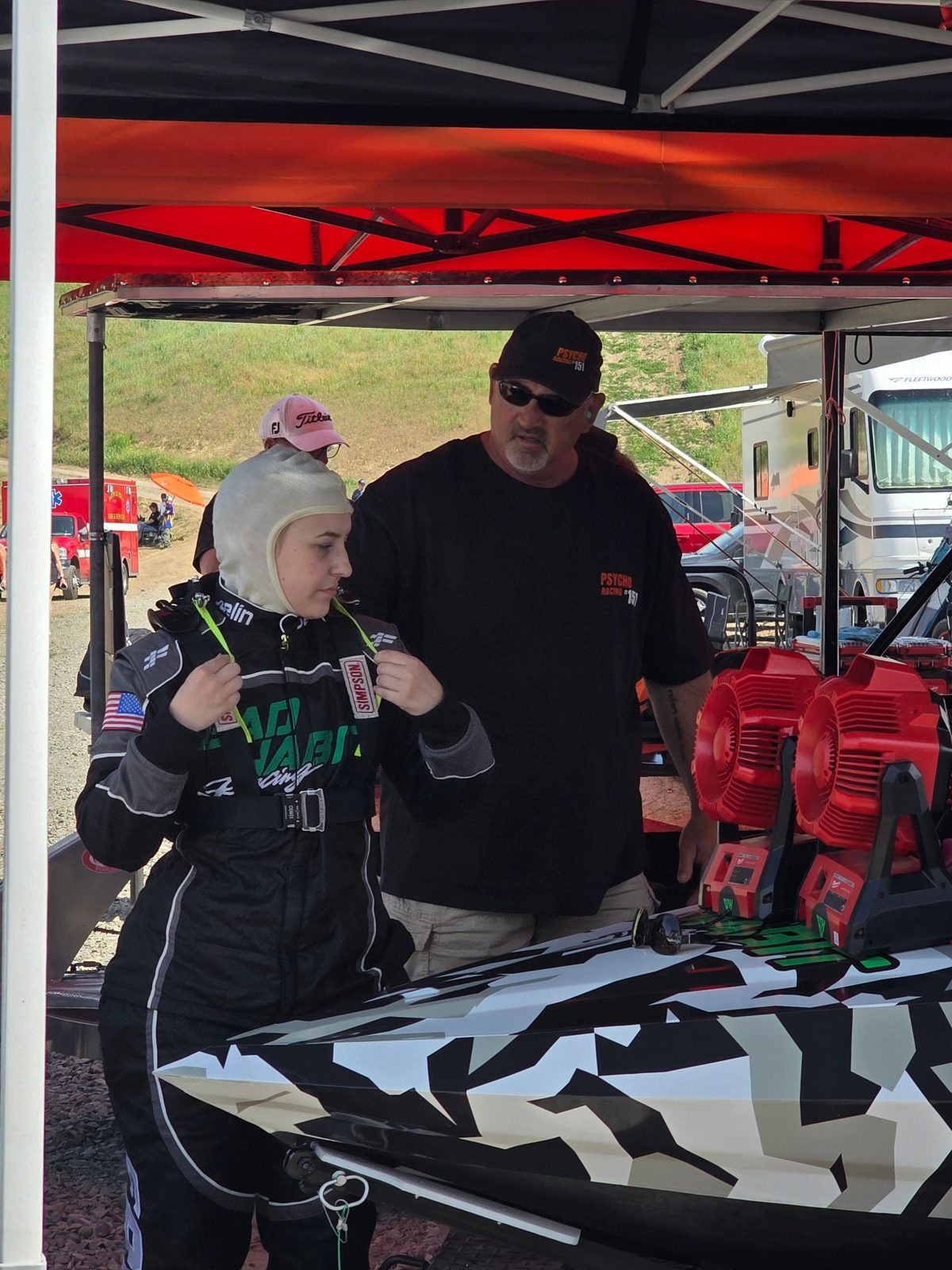 Jaelin and Scott with #36 in the pits at Lewiston